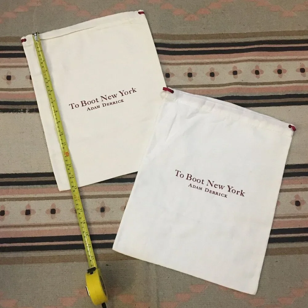 Two (2) To Boot New York Adam Derrick white w/ red drawstring dustbag garment